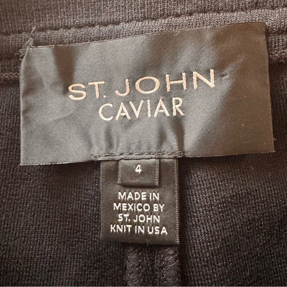 St. John Caviar Alexa Milano Knit Black Wool Blend Ankle Dress Pants Size 4 - Picture 4 of 9